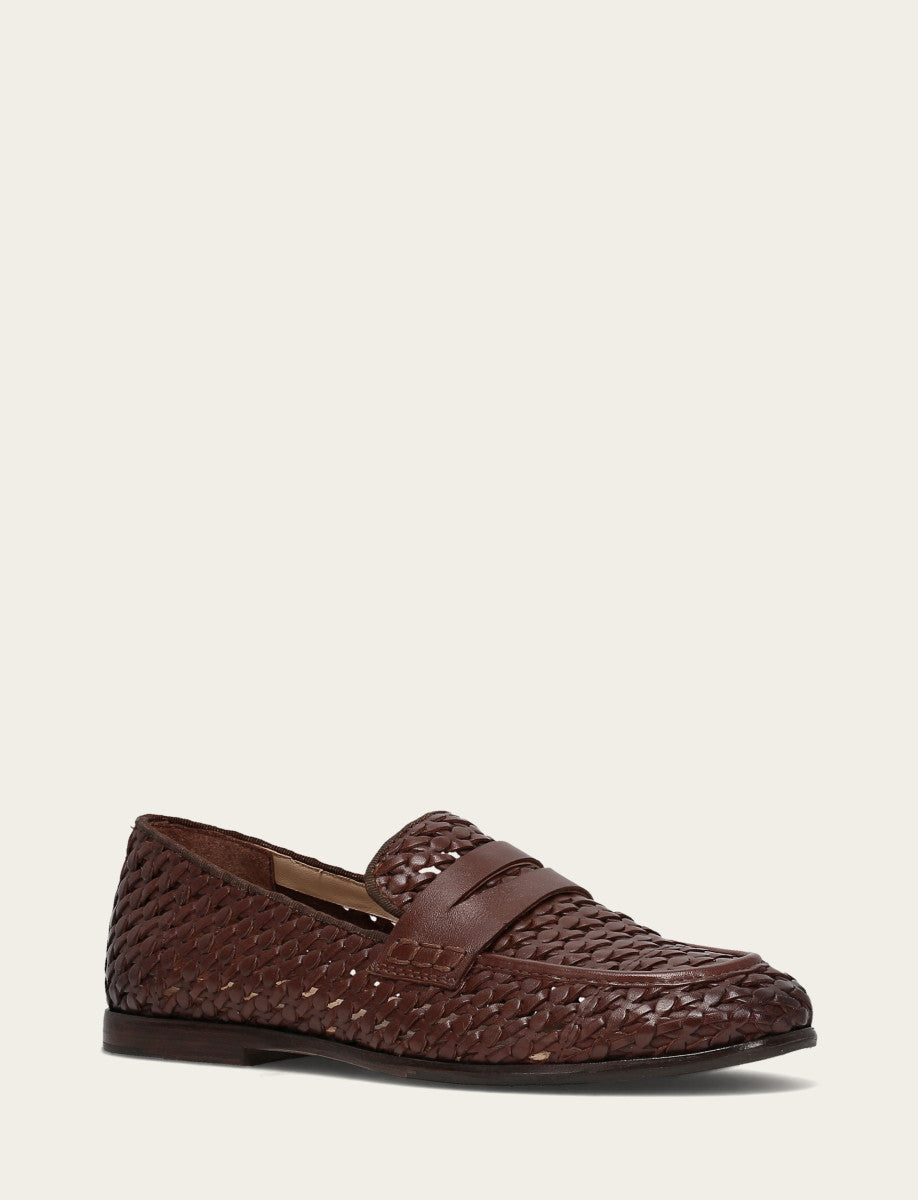 Frye Faith Woven Loafer / Dark Brown
