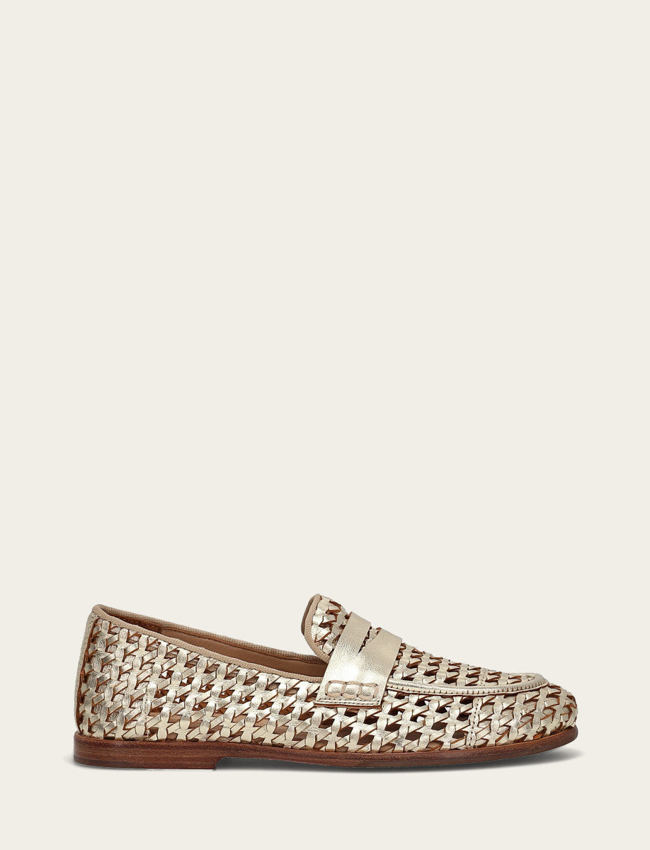 Frye Faith Woven Loafer / Gold