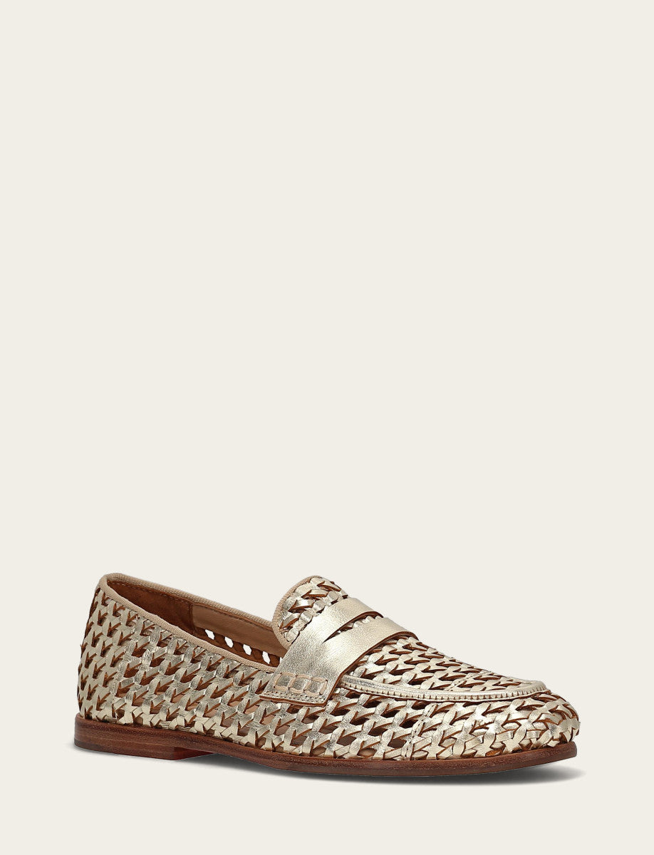 Frye Faith Woven Loafer / Gold