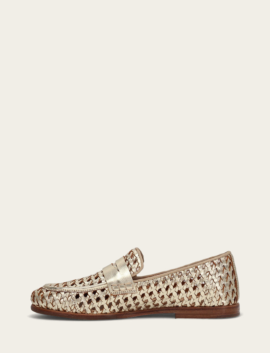 Frye Faith Woven Loafer / Gold