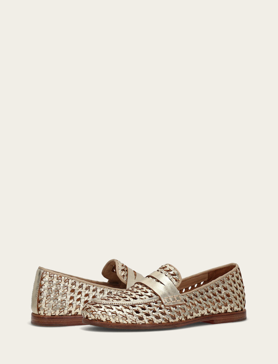 Frye Faith Woven Loafer / Gold
