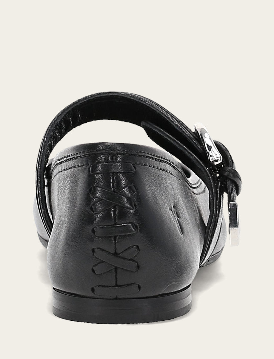 Frye Women's Black Heather Buckle Mary Jane Flats / Black