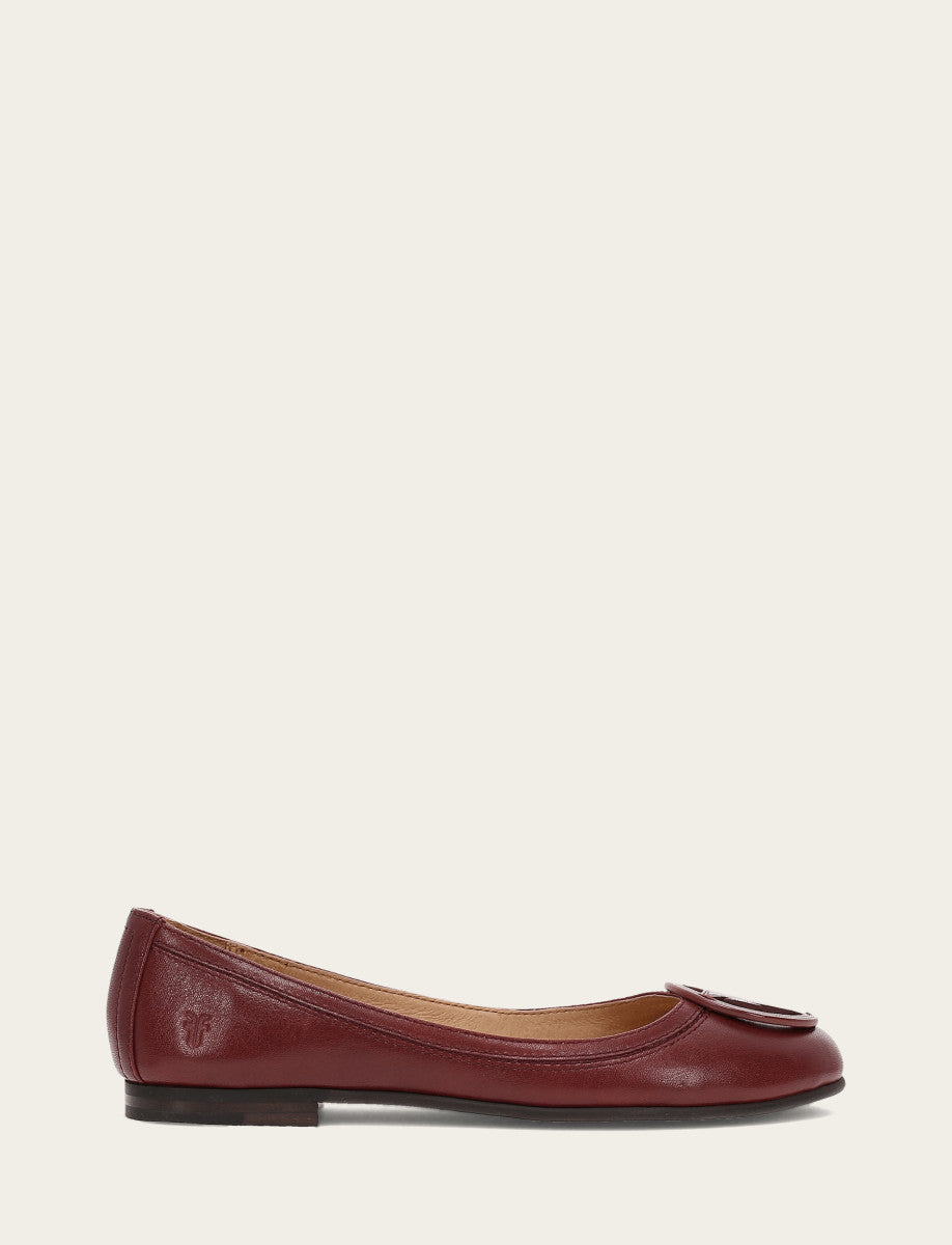 Frye Women's Cranberry Carson Logo Ballet Shoe / Cranberry