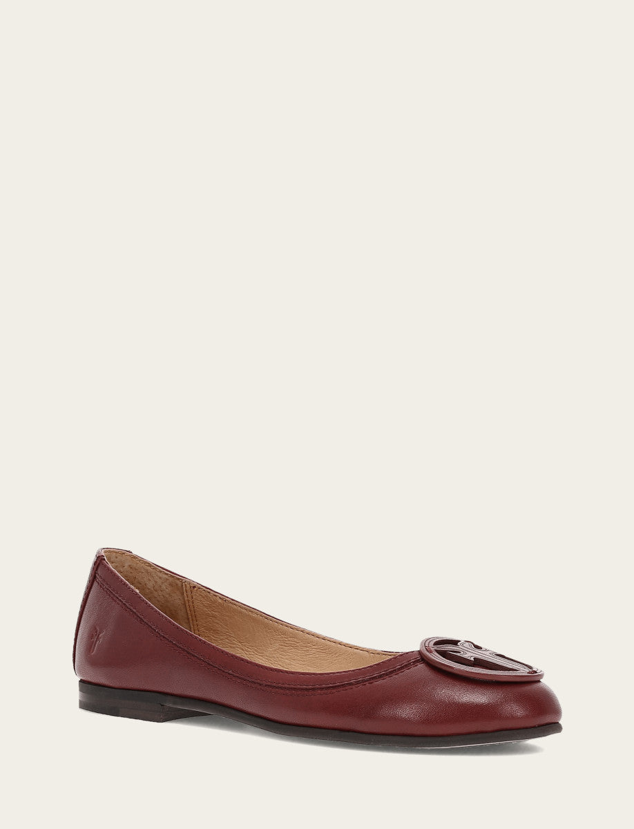 Frye Women's Cranberry Carson Logo Ballet Shoe / Cranberry