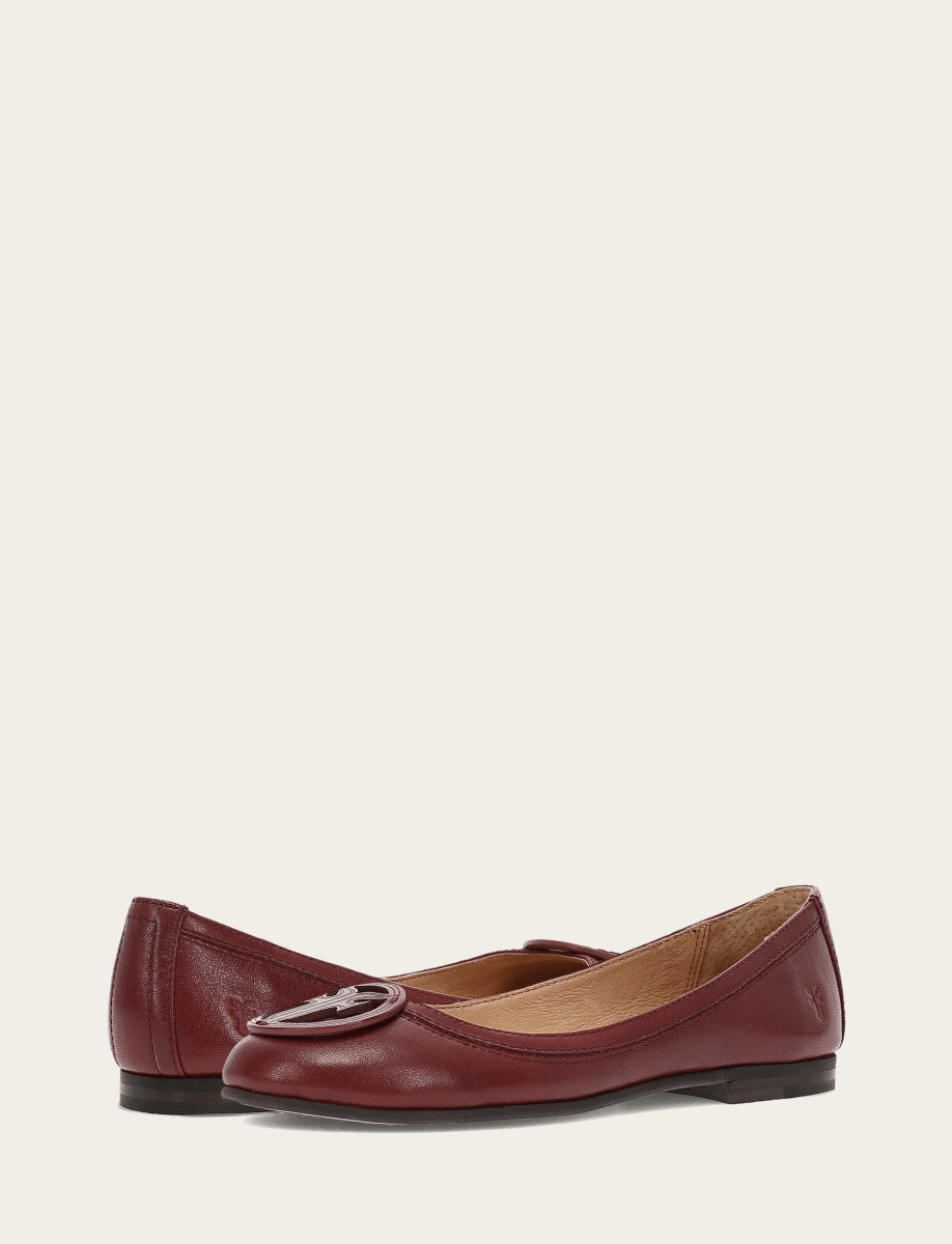 Frye Women's Cranberry Carson Logo Ballet Shoe / Cranberry