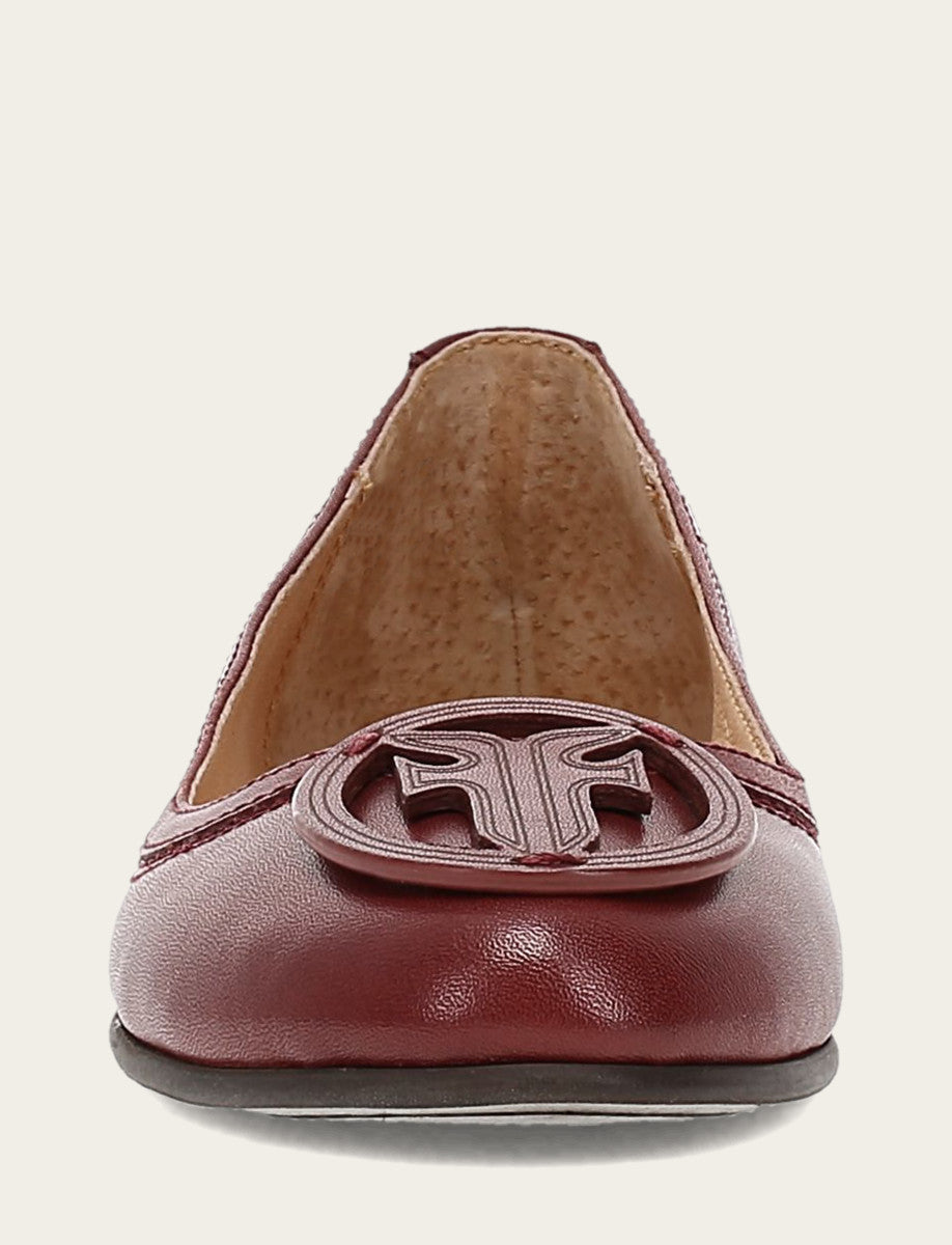 Frye Women's Cranberry Carson Logo Ballet Shoe / Cranberry