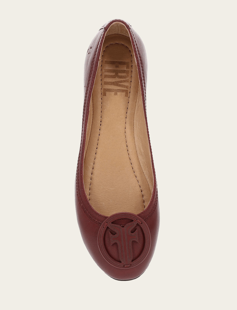 Frye Women's Cranberry Carson Logo Ballet Shoe / Cranberry