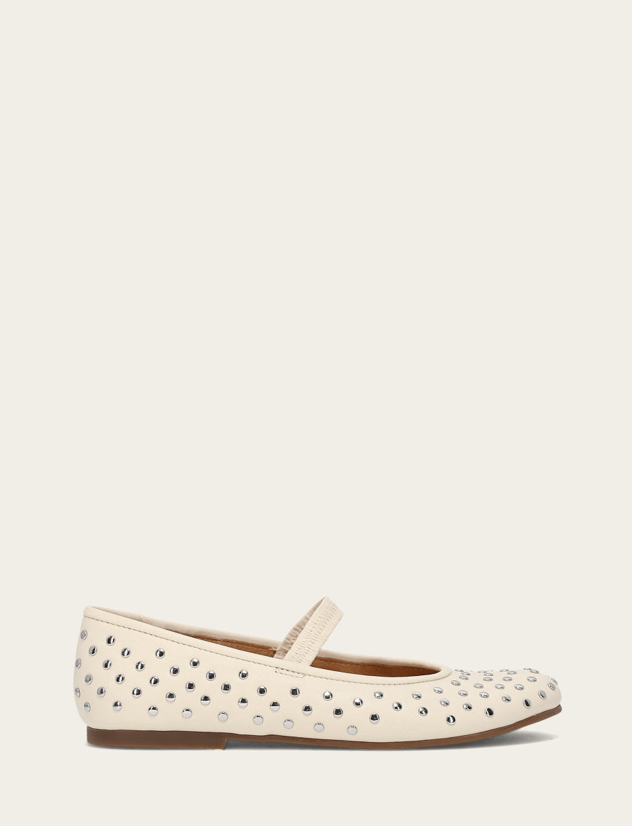 Frye Women's Ecru Emma Studded Mary Jane Shoe / Ecru