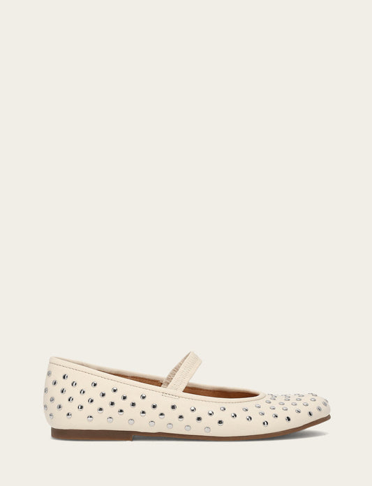 Frye Women's Ecru Emma Studded Mary Jane Shoe / Ecru