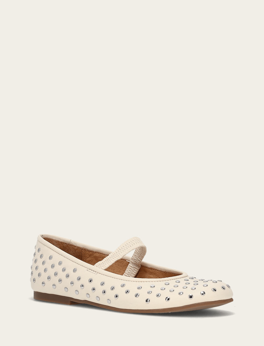 Frye Women's Ecru Emma Studded Mary Jane Shoe / Ecru