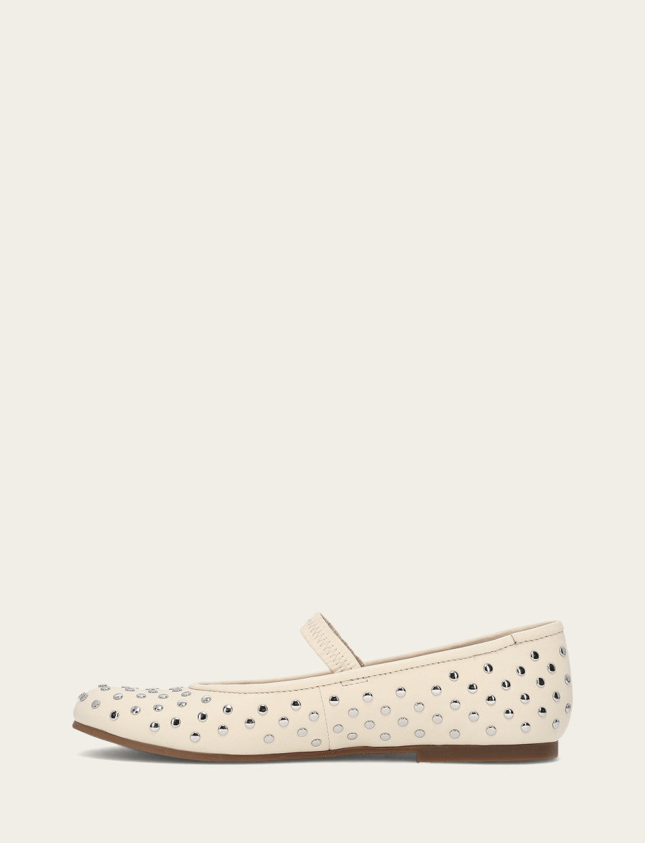 Frye Women's Ecru Emma Studded Mary Jane Shoe / Ecru