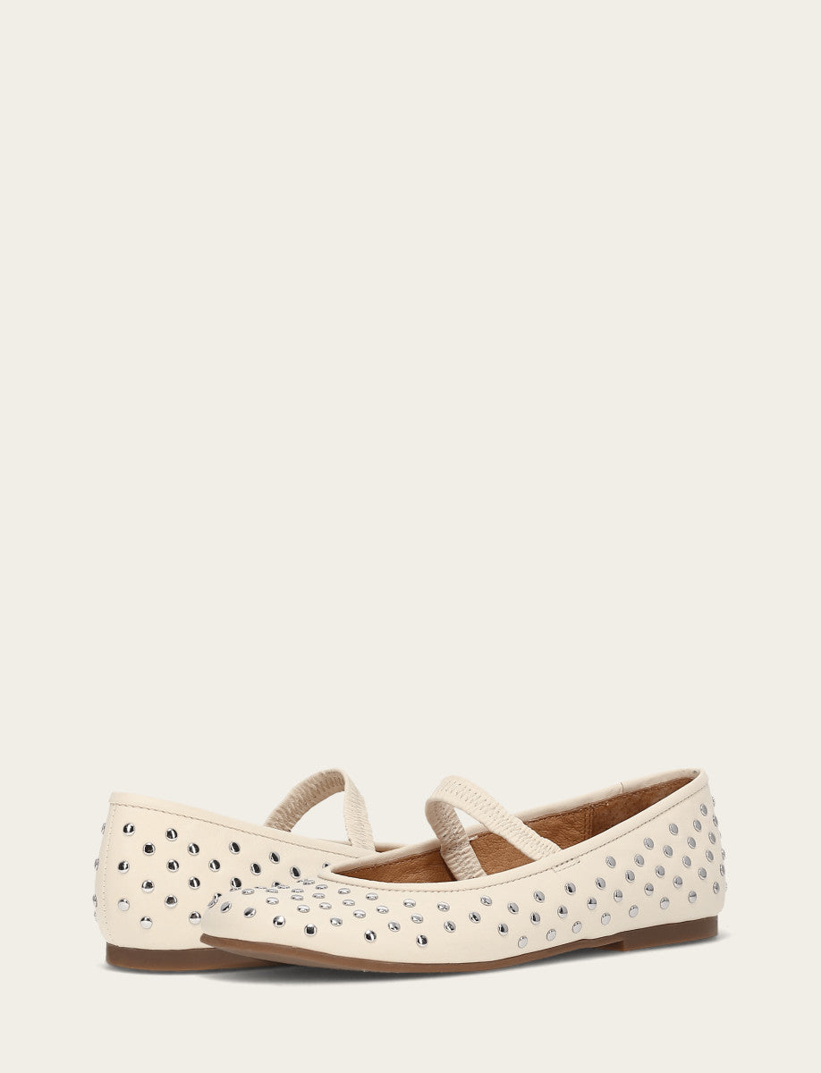 Frye Women's Ecru Emma Studded Mary Jane Shoe / Ecru