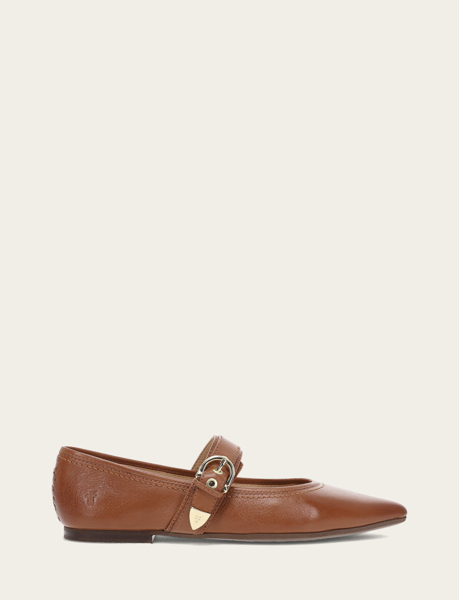 Frye Women's Dark Latte Heather Buckle Mary Jane Flats / Dark Latte