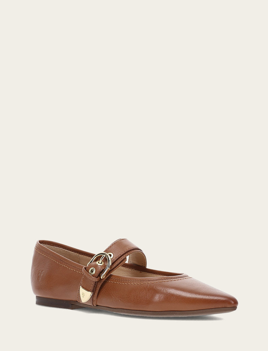 Frye Women's Dark Latte Heather Buckle Mary Jane Flats / Dark Latte