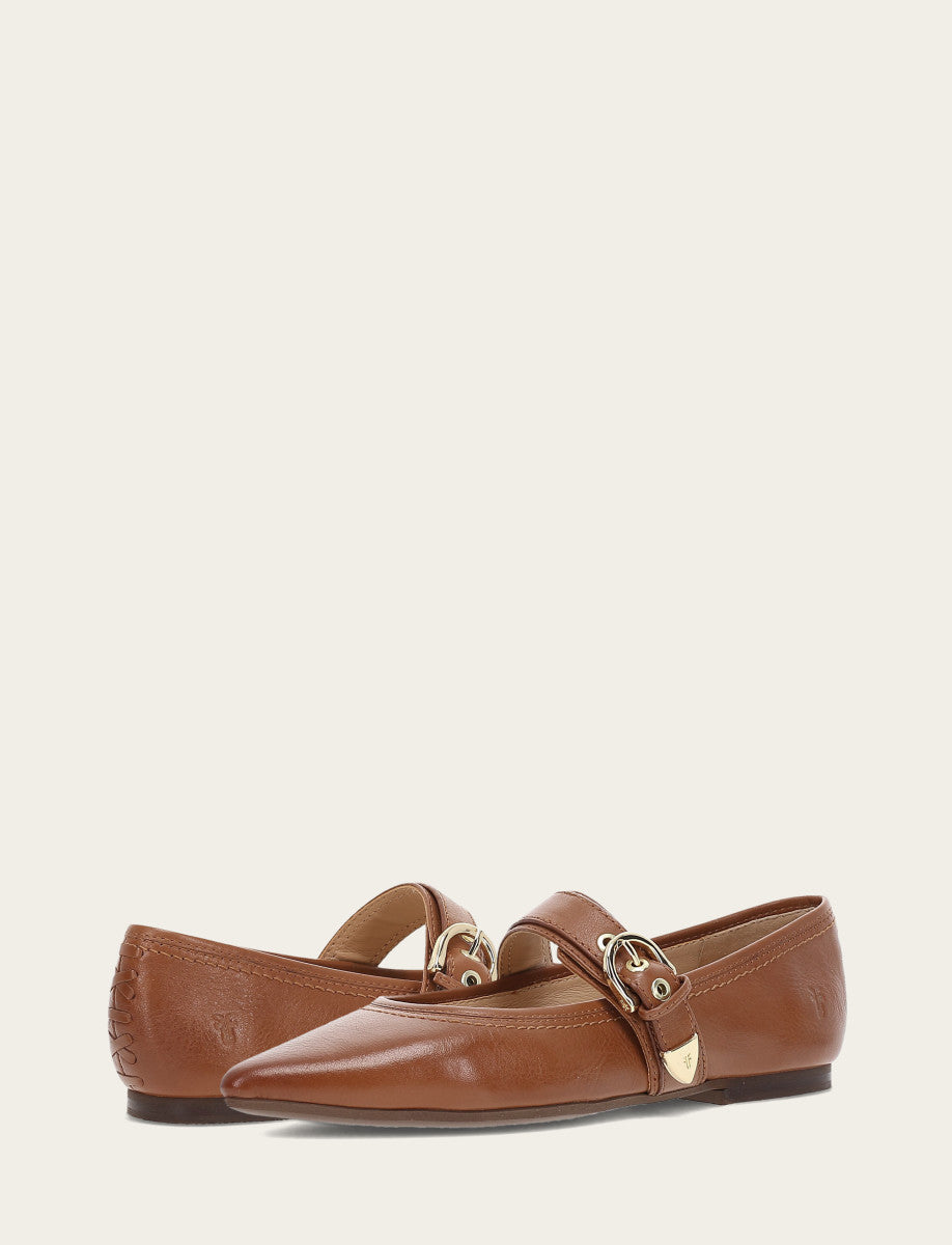 Frye Women's Dark Latte Heather Buckle Mary Jane Flats / Dark Latte