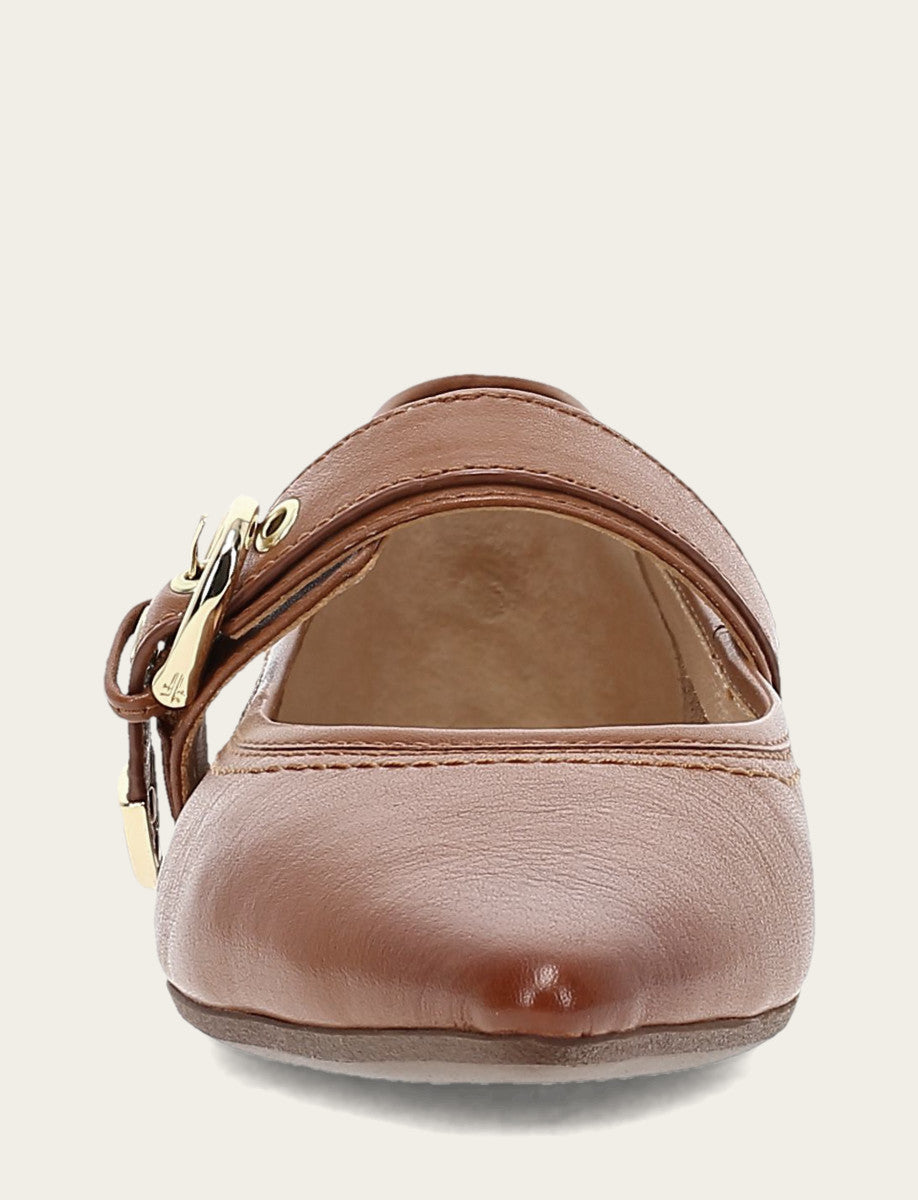 Frye Women's Dark Latte Heather Buckle Mary Jane Flats / Dark Latte
