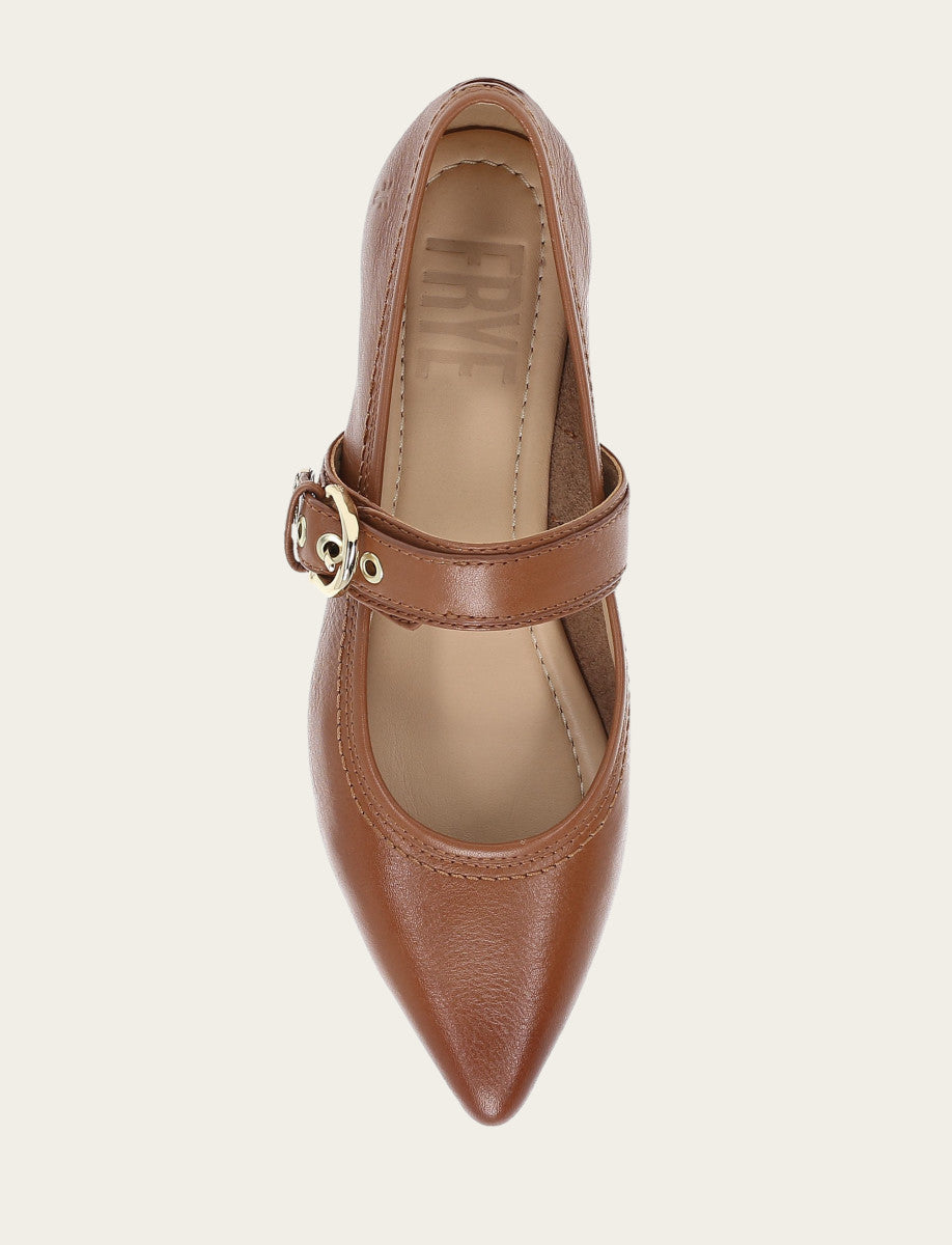 Frye Women's Dark Latte Heather Buckle Mary Jane Flats / Dark Latte