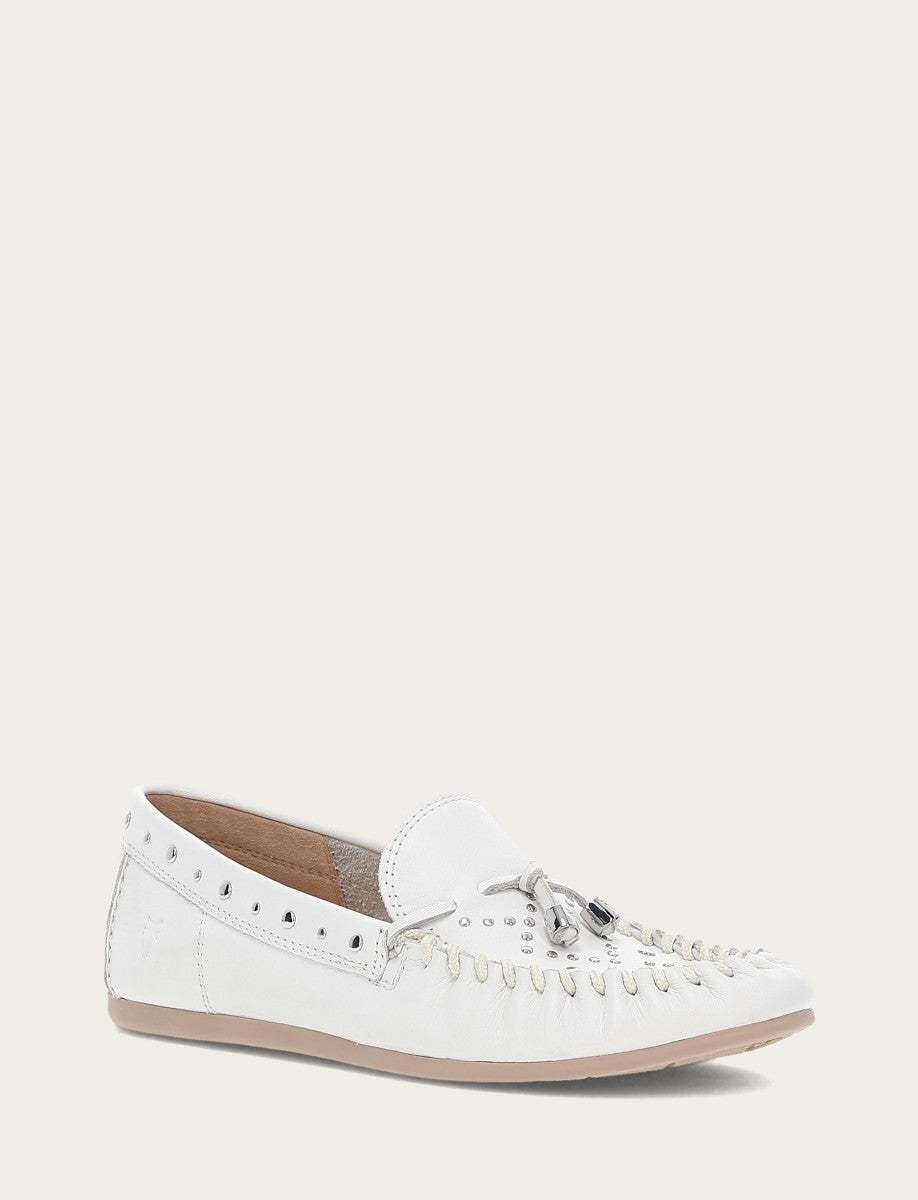 Frye Women's White Naya Stud Moc Loafers / White