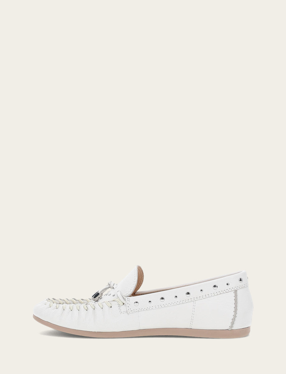 Frye Women's White Naya Stud Moc Loafers / White