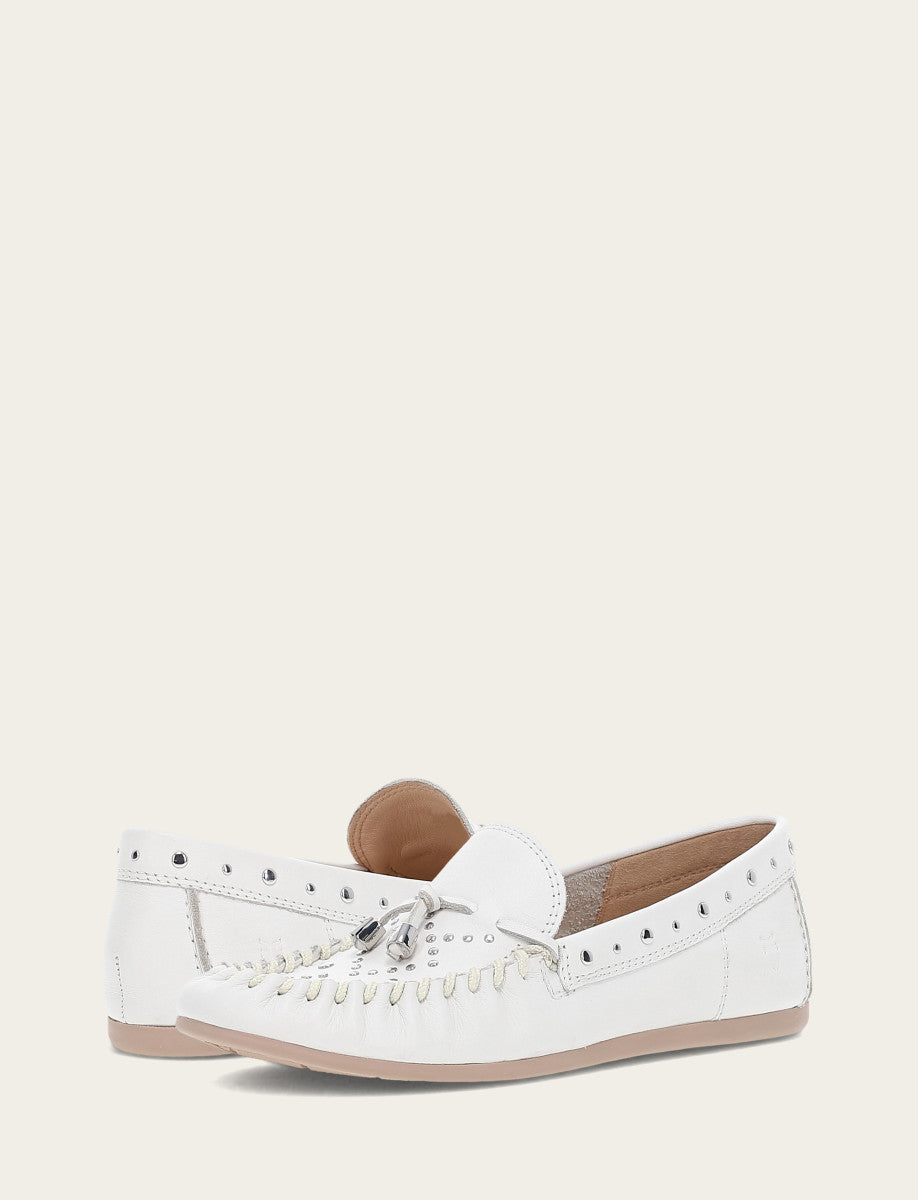 Frye Women's White Naya Stud Moc Loafers / White