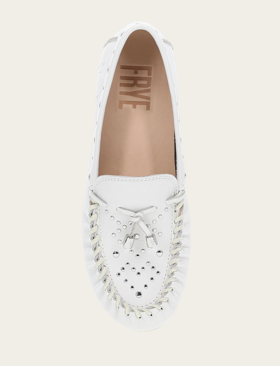Frye Women's White Naya Stud Moc Loafers / White