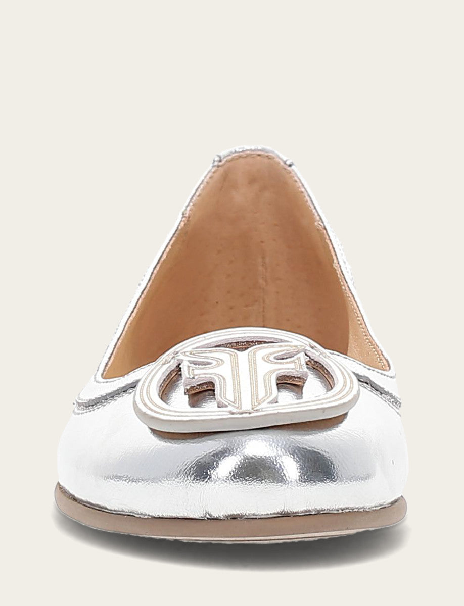 Frye Women's Silver Carson Logo Ballet Flats / Silver
