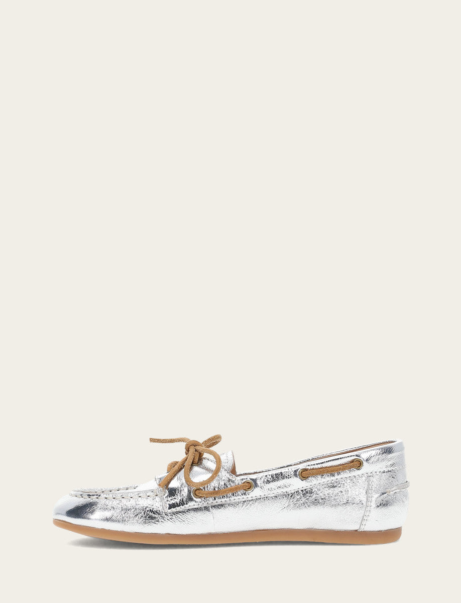 Frye Women's Silver Naya Boat Shoes / Silver