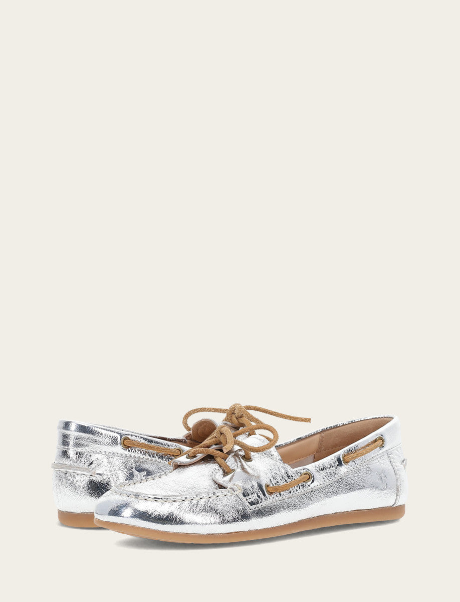 Frye Women's Silver Naya Boat Shoes / Silver