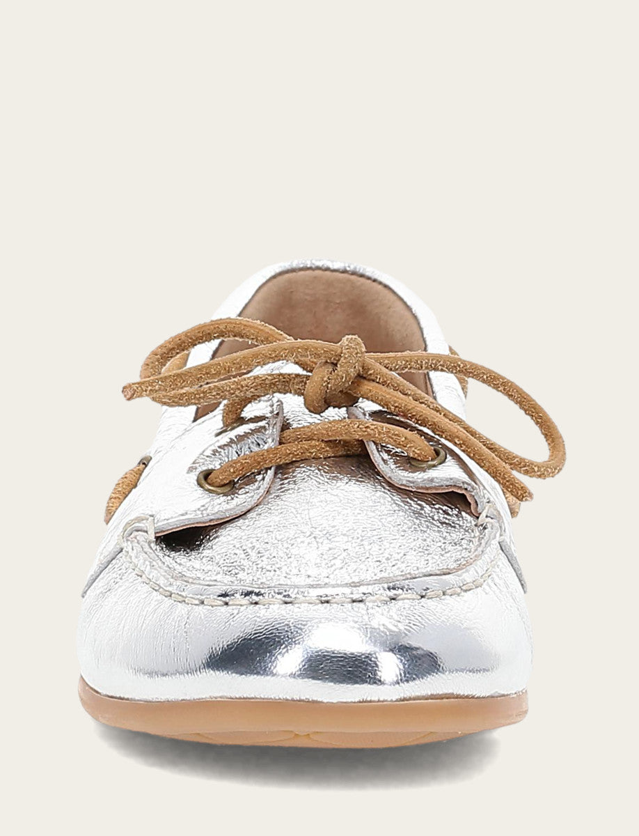 Frye Women's Silver Naya Boat Shoes / Silver