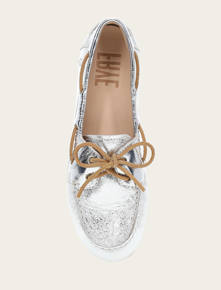 Frye Women's Silver Naya Boat Shoes / Silver