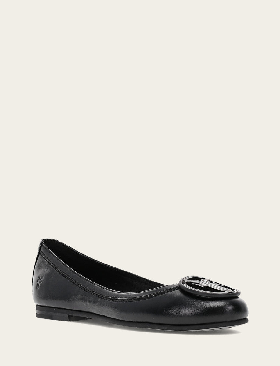 Frye Women's Black Carson Logo Ballet Flats / Black