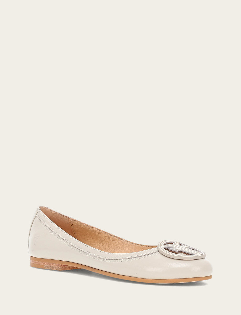 Frye Women's Ivory Carson Logo Ballet Flats / Ivory