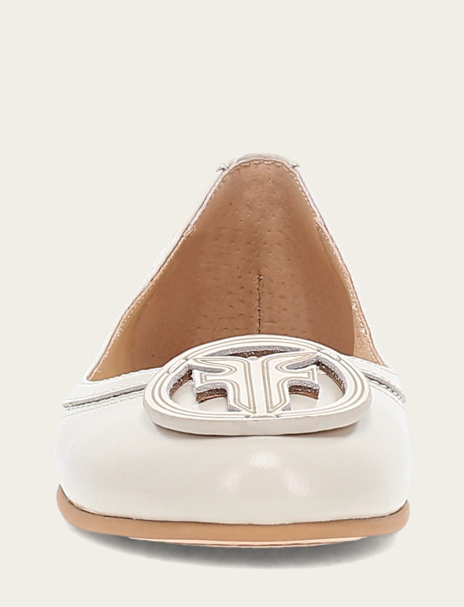 Frye Women's Ivory Carson Logo Ballet Flats / Ivory