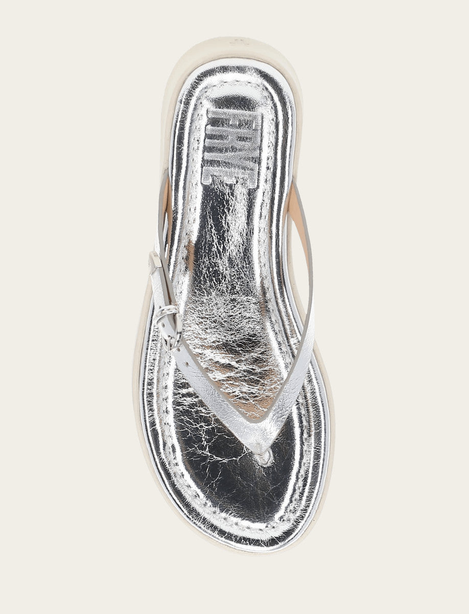Frye Women's Silver Maya Buckle Thong Sandals / Silver