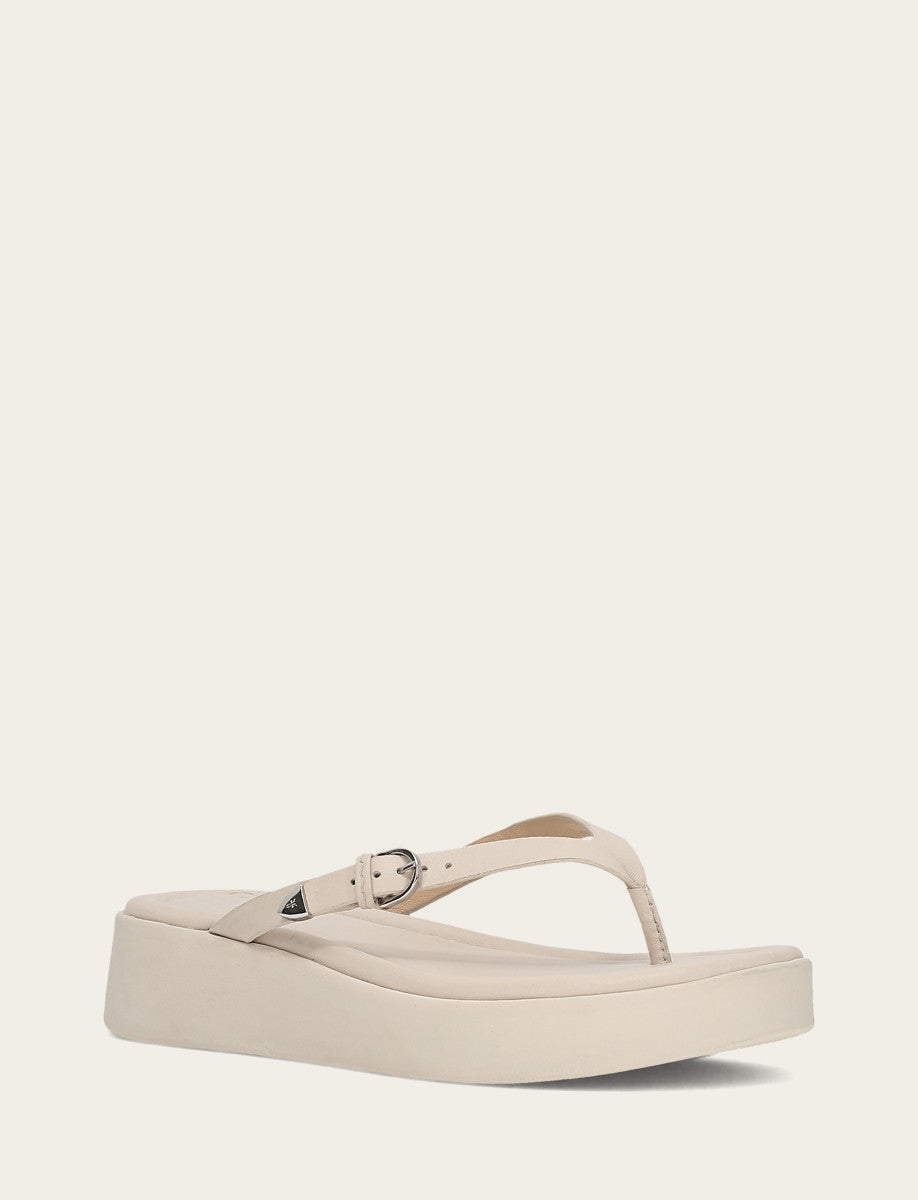 Frye Women's Ivory Maya Buckle Thong Sandals / Ivory
