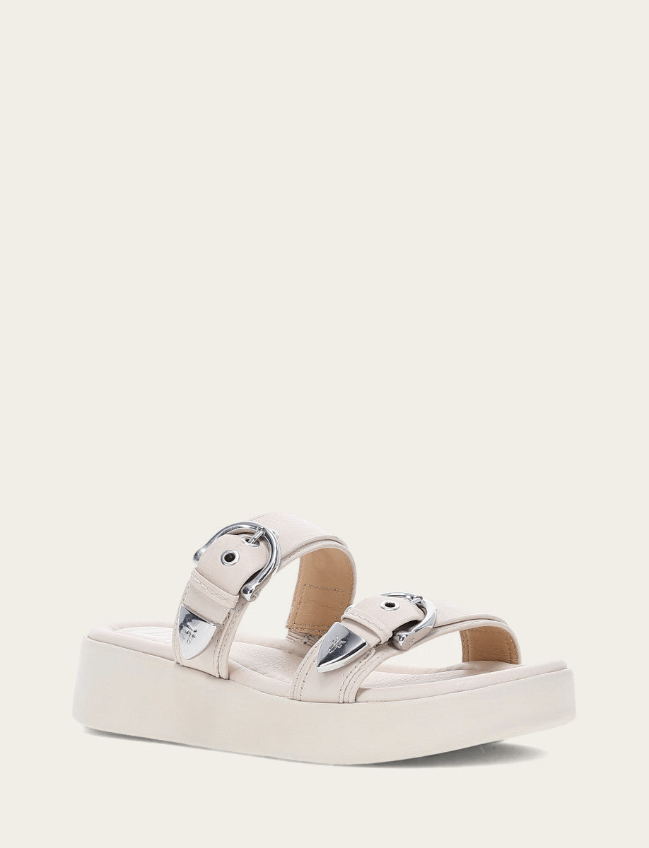 Frye Women's Ivory Maya Buckle Sandals / Ivory