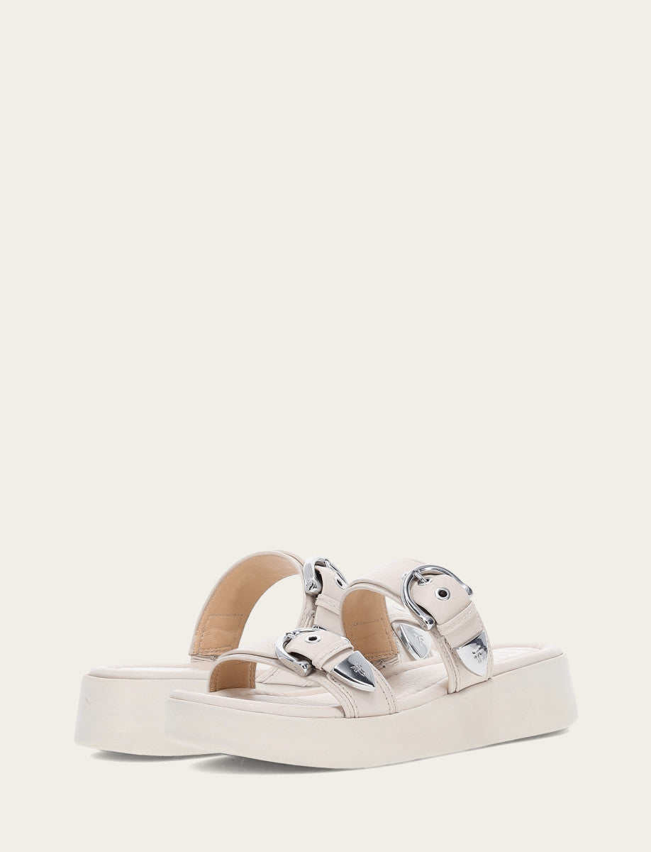 Frye Women's Ivory Maya Buckle Sandals / Ivory