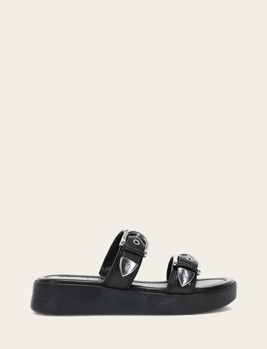 Frye Women's Black Maya Buckle Sandals / Black