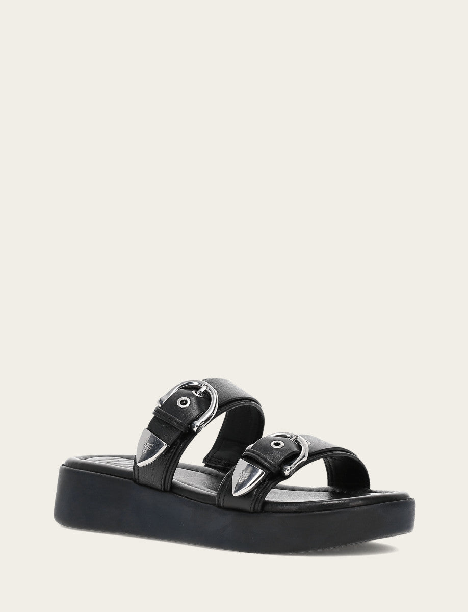 Frye Women's Black Maya Buckle Sandals / Black