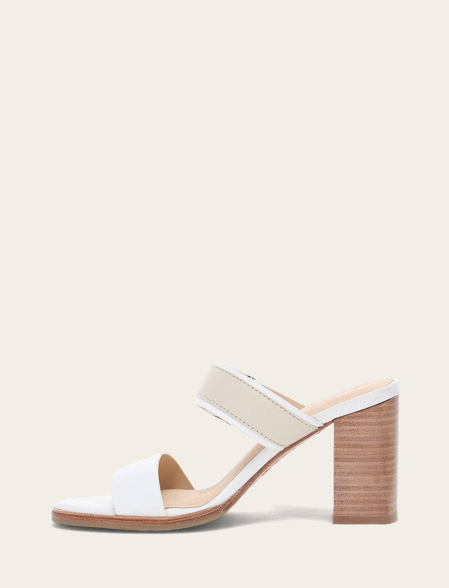 Frye Women's White Ivory Stella Buckle Slide Sandals / White/ivory
