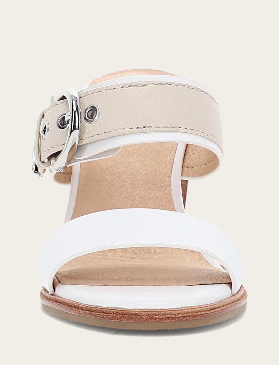 Frye Women's White Ivory Stella Buckle Slide Sandals / White/ivory