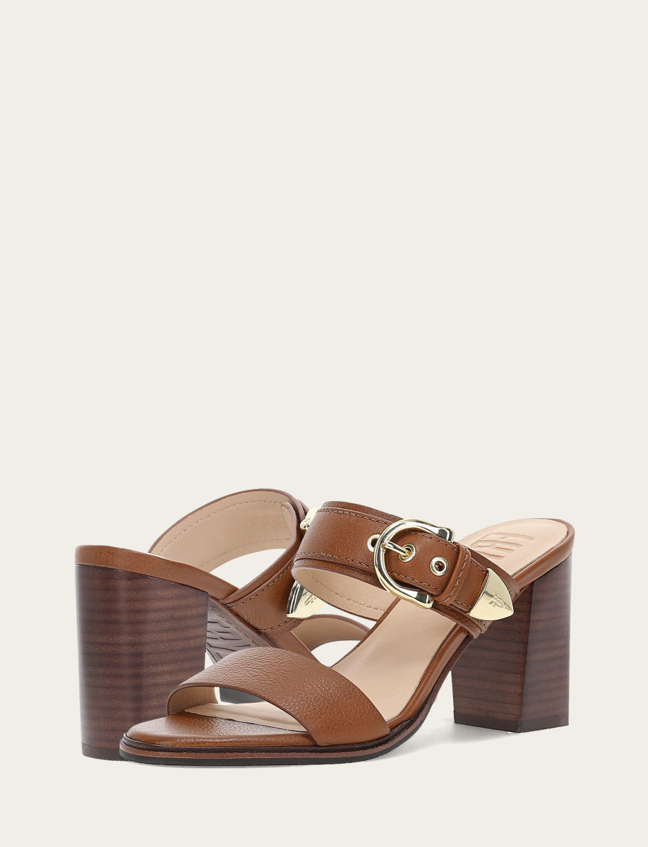 Frye Women's Dark Latte Stella Buckle Slide Sandals / Dark Latte