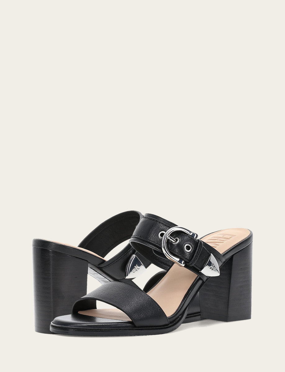 Frye Women's Black Stella Buckle Slide Sandals / Black