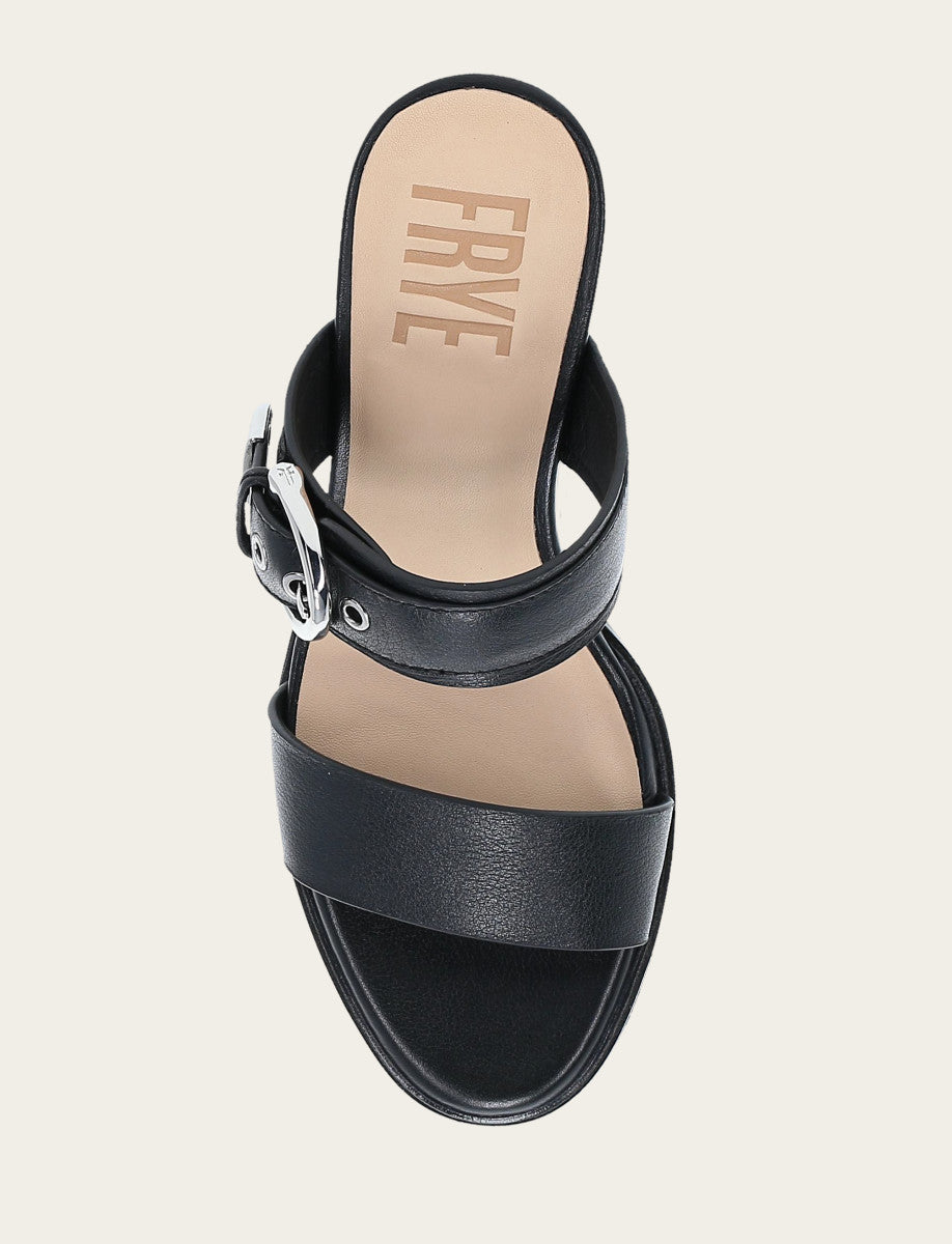 Frye Women's Black Stella Buckle Slide Sandals / Black