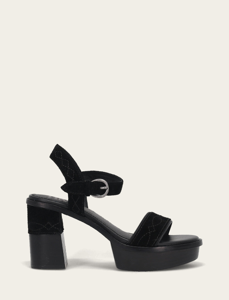 Frye Women’s Black Pipa Woodstock Sandals / Black