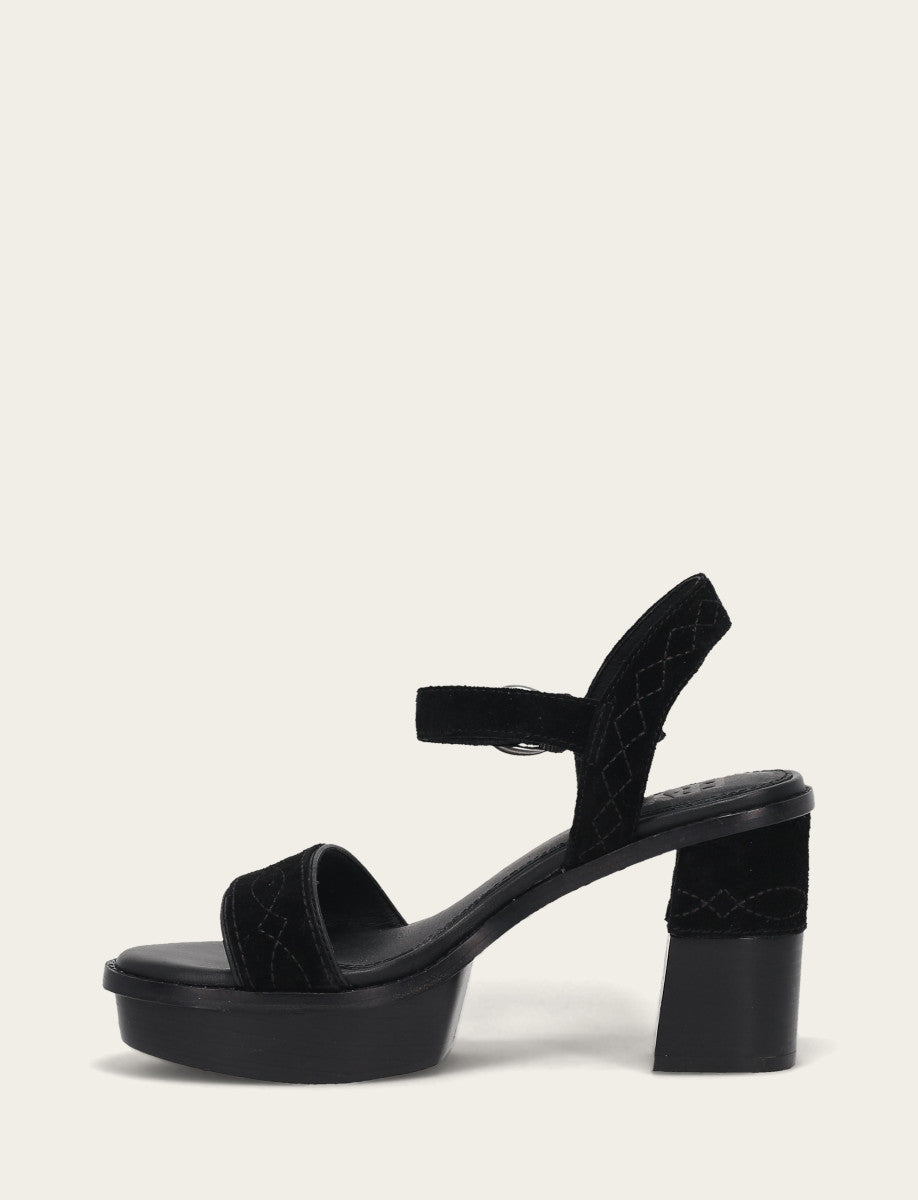 Frye Women’s Black Pipa Woodstock Sandals / Black