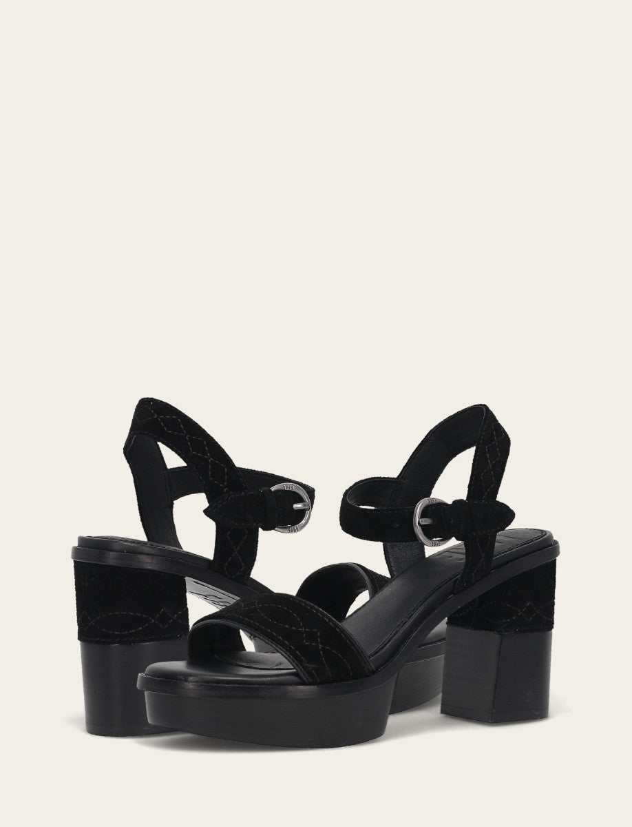 Frye Women’s Black Pipa Woodstock Sandals / Black
