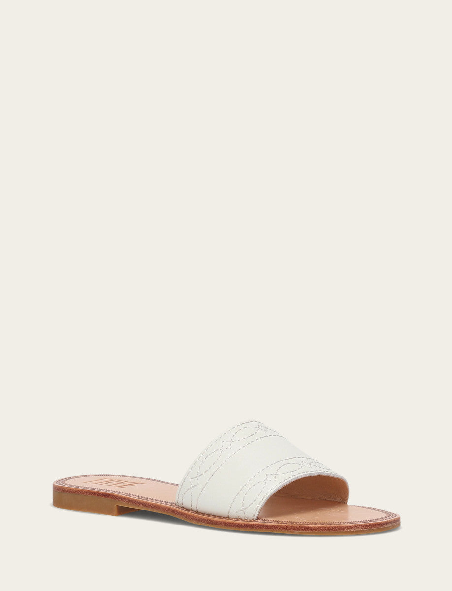 Frye Women's White Ava Woodstock Slide Sandals / White