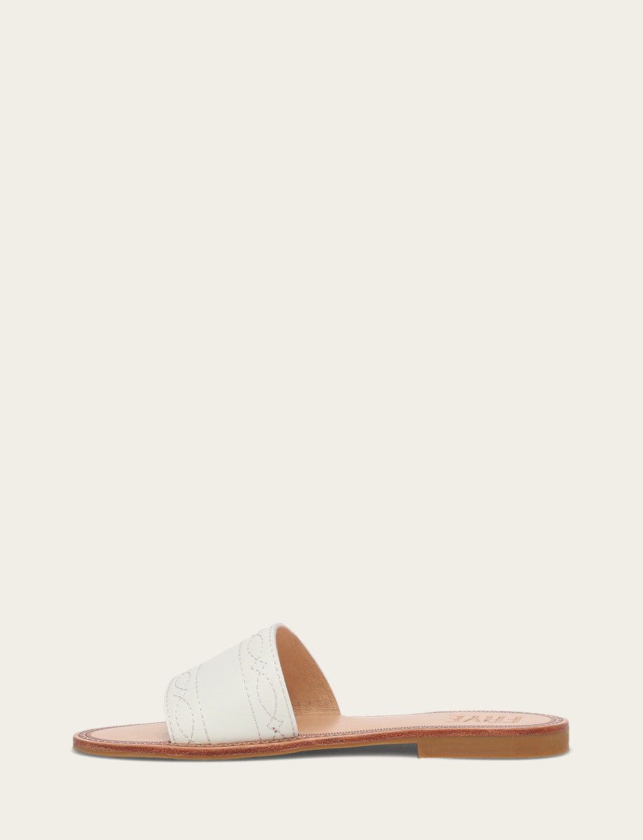 Frye Women's White Ava Woodstock Slide Sandals / White