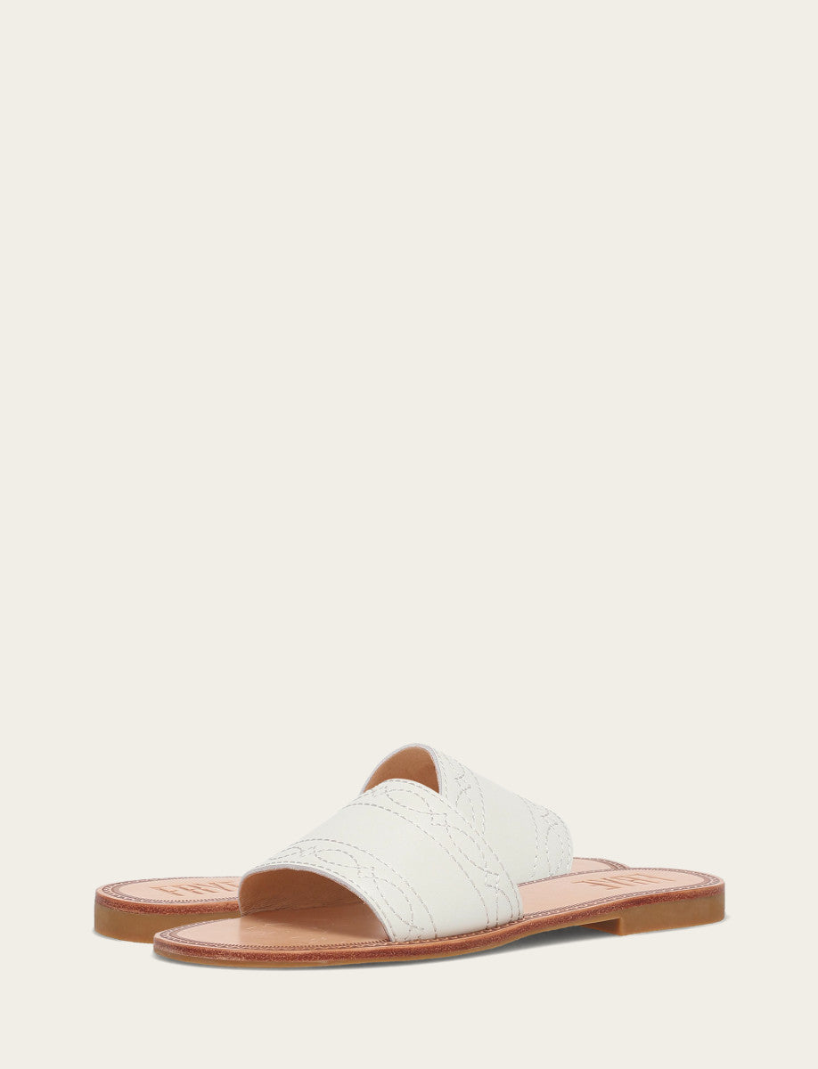 Frye Women's White Ava Woodstock Slide Sandals / White